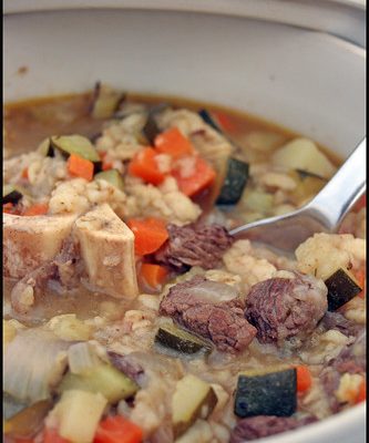 Soupe au bœuf et orge (beef and barley soup)