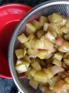 Honeycomb, custard et rhubarbe