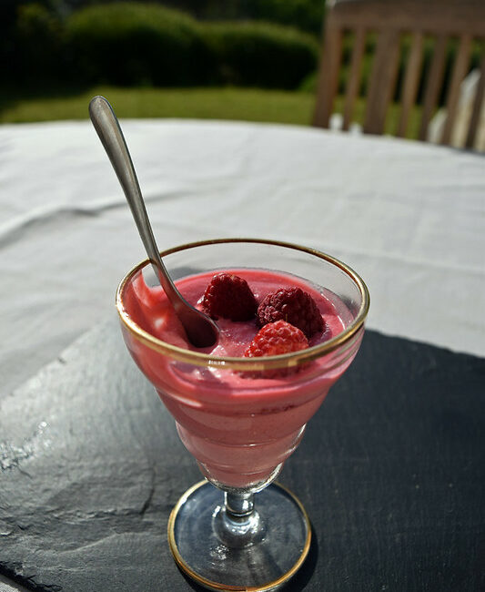 Possets aux framboises et Champagne