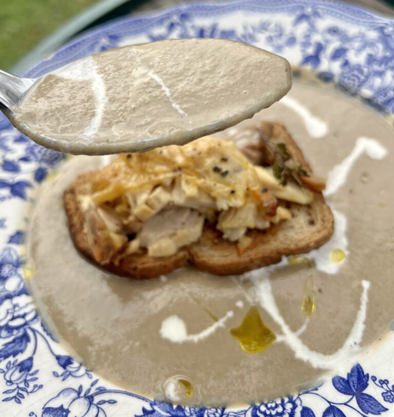 Soupe aux restes de poulet et champignons (Jamie Oliver)