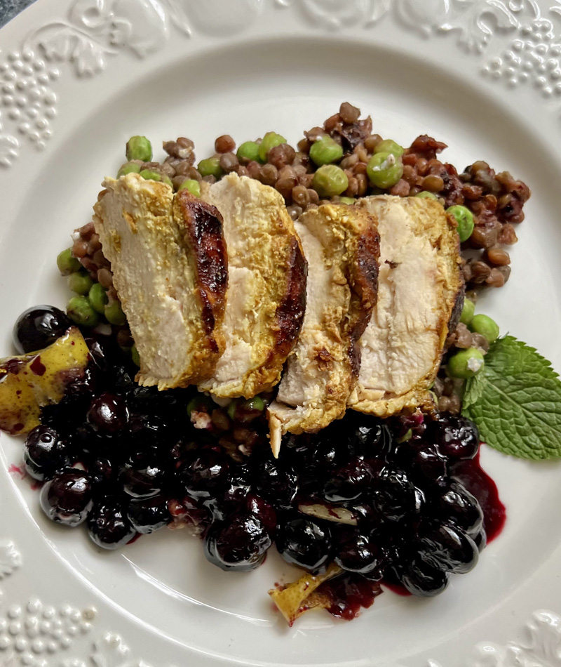 Blancs de poulet aux myrtilles de Jamie Oliver