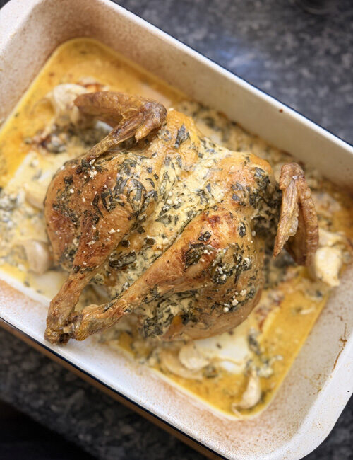 Poulet crapaudine à l’estragon