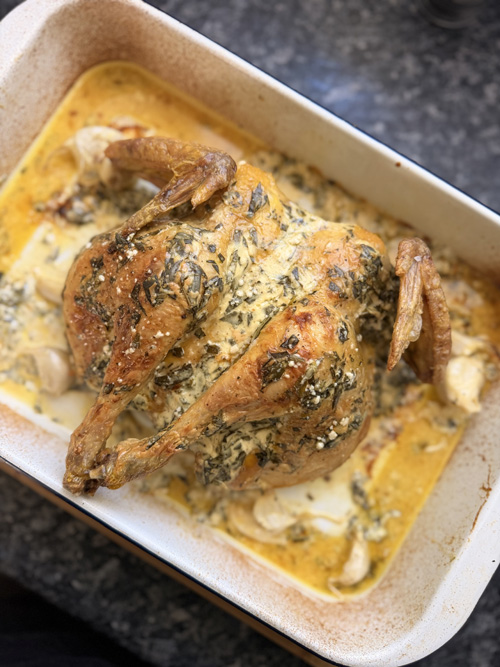 Poulet crapaudine à l’estragon