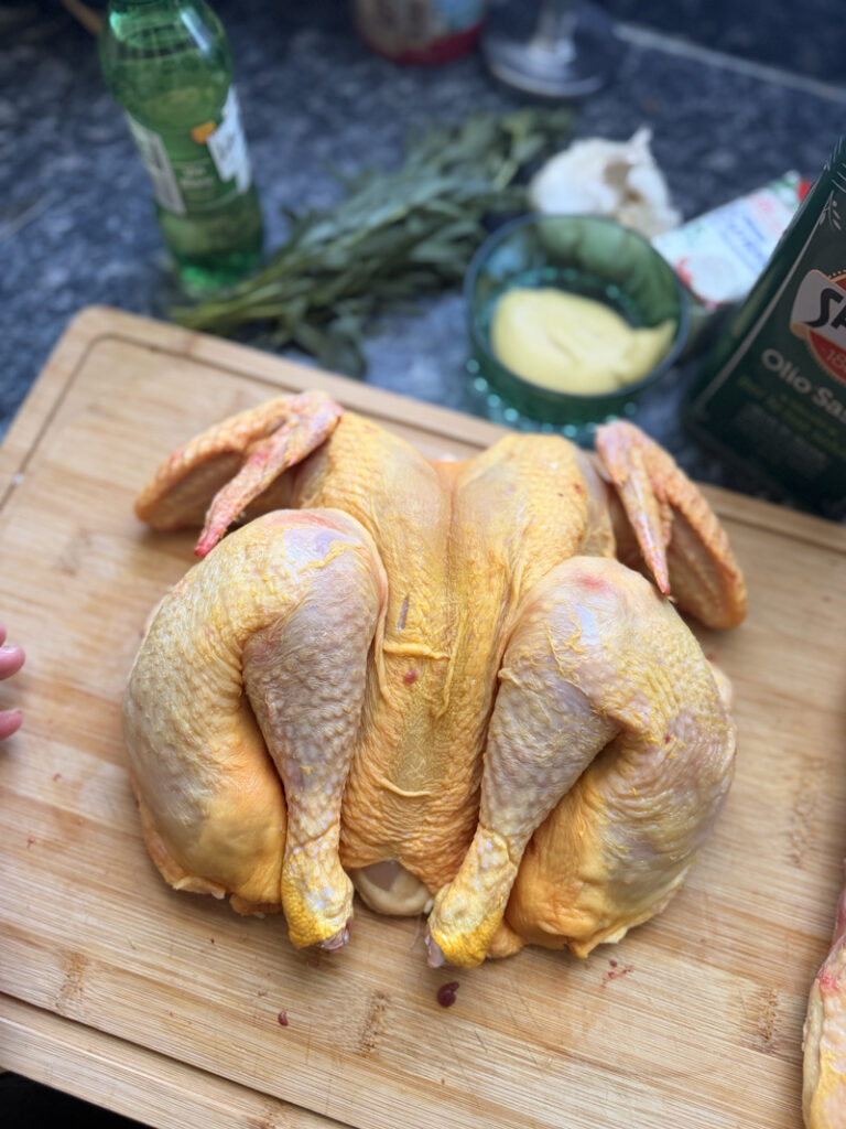 Poulet crapaudine à l’estragon